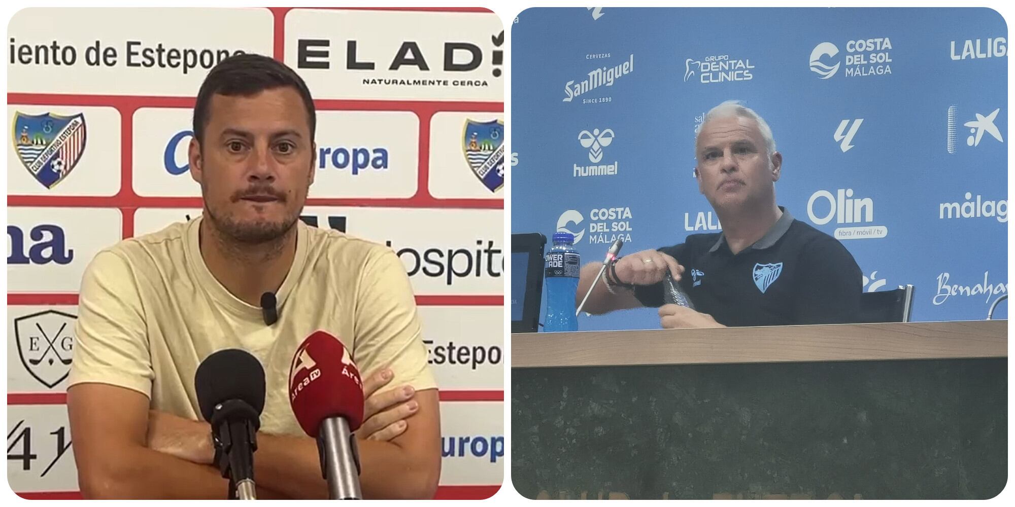 Oriol Riera y Sergio Pellicer, en sus comparecencias ante la prensa