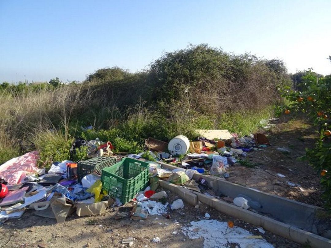 Basura en los campos abandonados en Oliva 