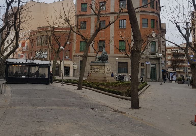 La Plaza Cervantes antes de las obras acometidas por su hundimiento