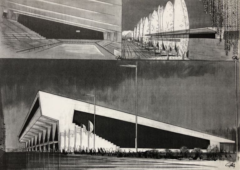 Imagen del anteproyecto del Palacio de los Deportes de León