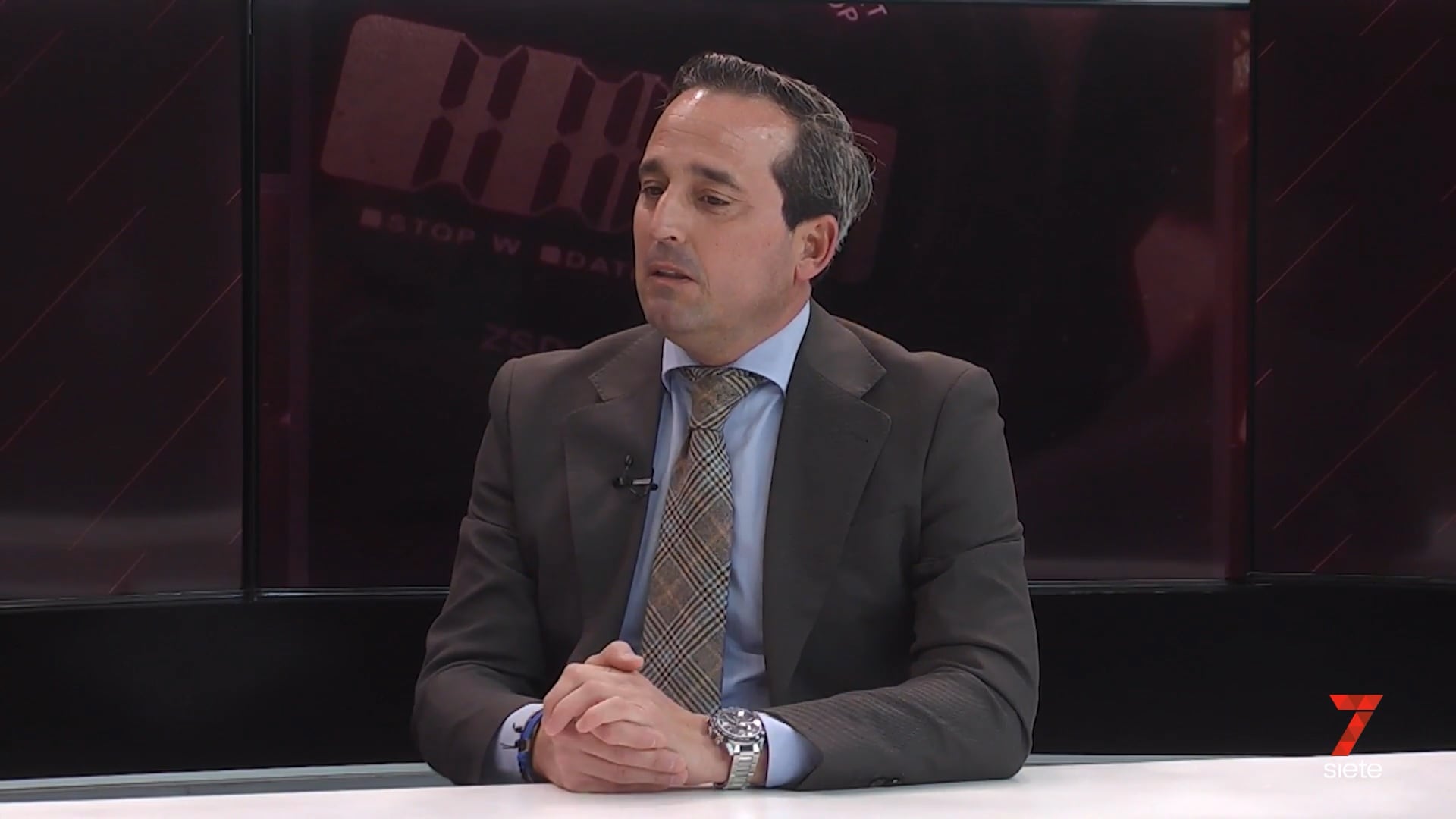 El director general del Málaga, Kike Pérez, en el programa Minuto 90 de 7 TV