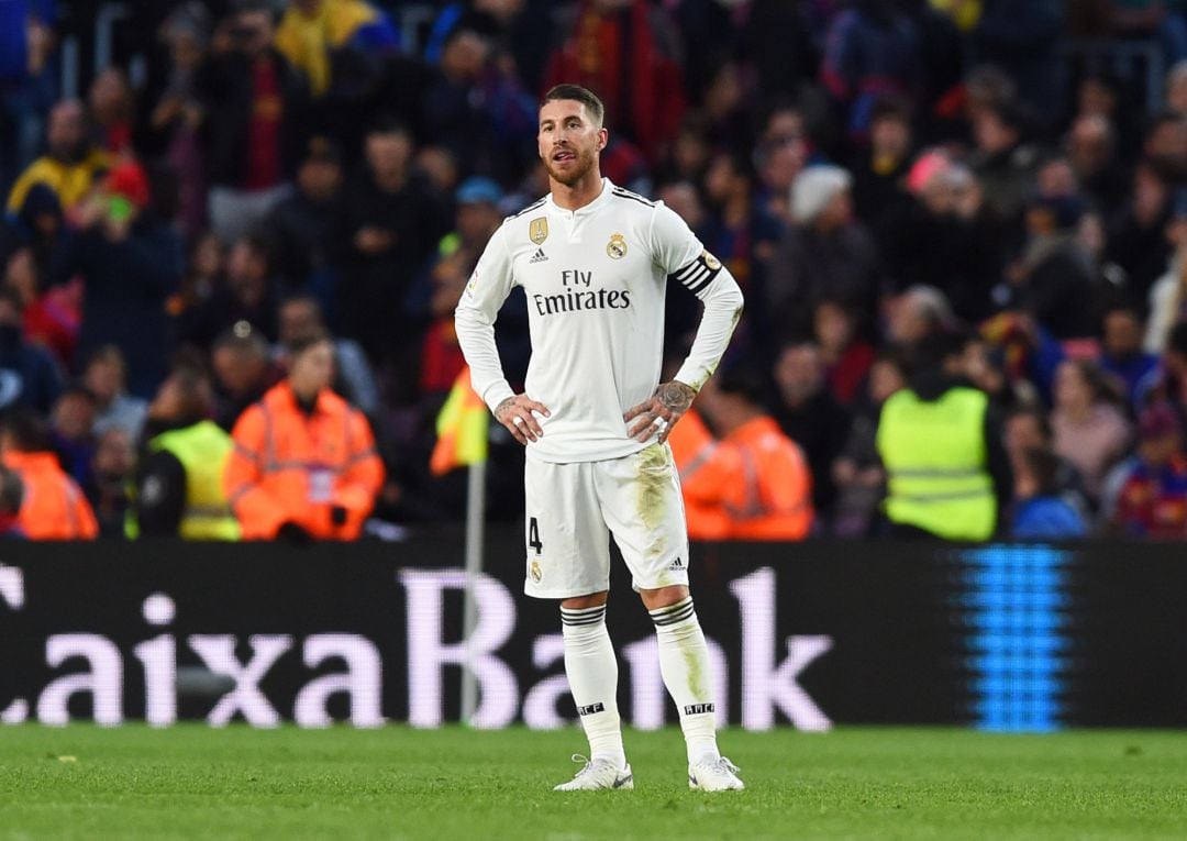 Sergio Ramos, durante el Clásico. 