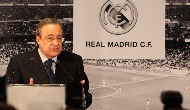 Florentino Pérez, durante una rueda de prensa