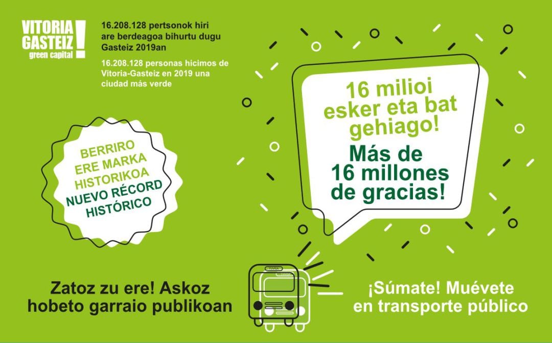 El Ayuntamiento ha lanzado una campaña para agradecer a los vitorianos el uso del tranvía