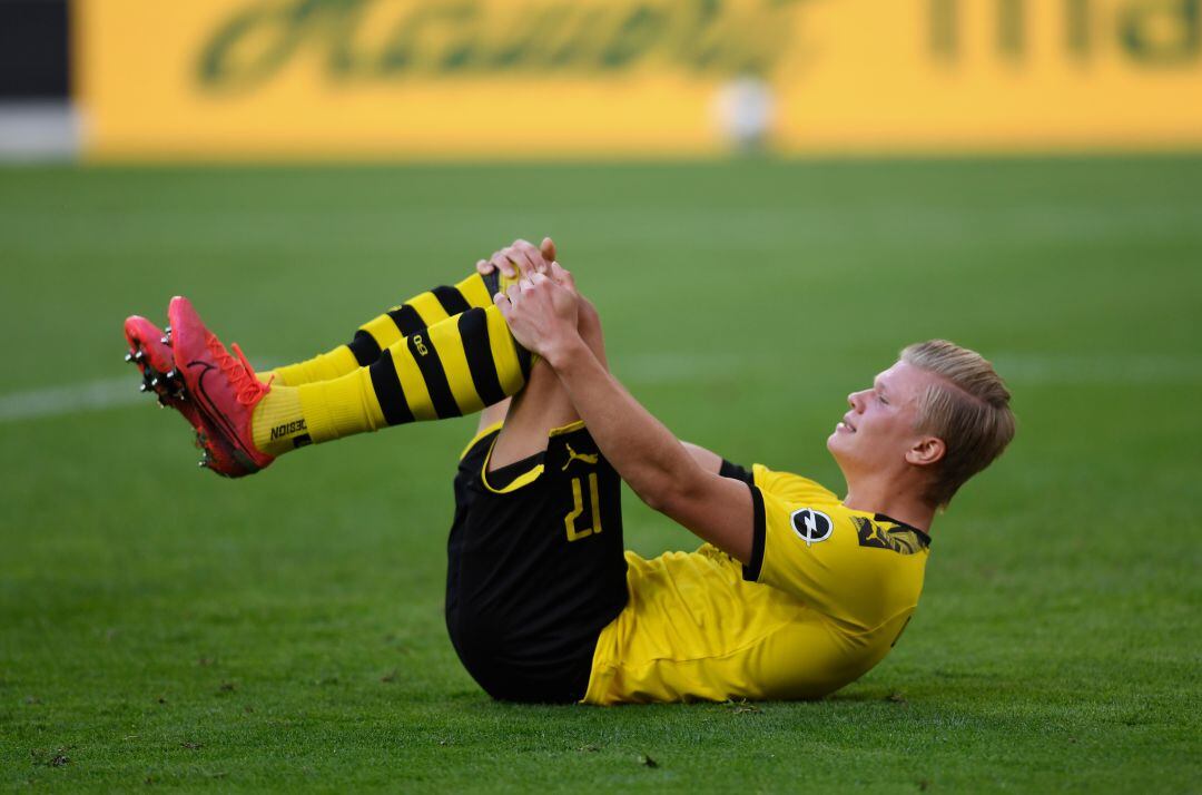 Haaland, en el partido entre el Dortmund y el Bayer.