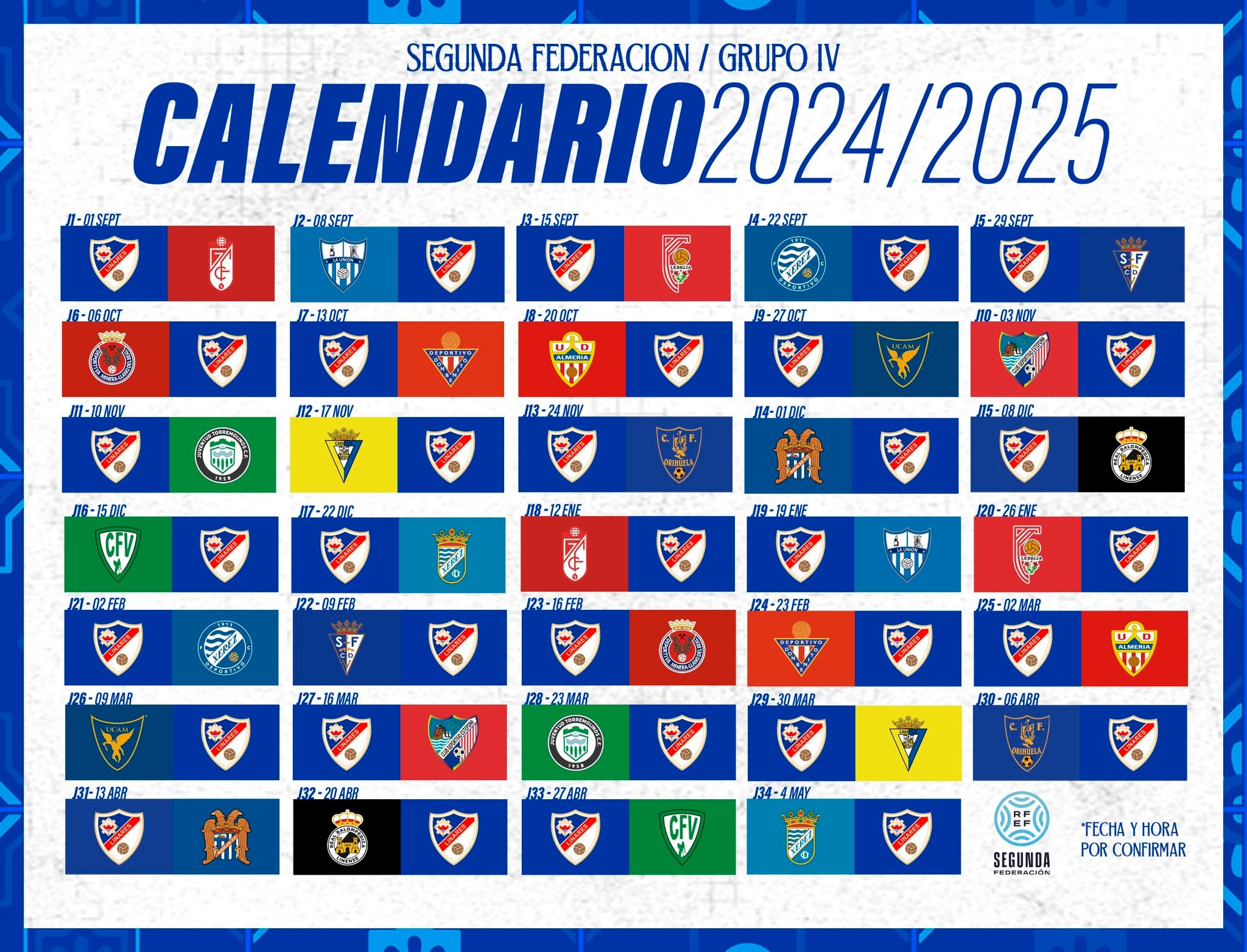 Calendario de la campaña 2024/25 en Segunda Federación.