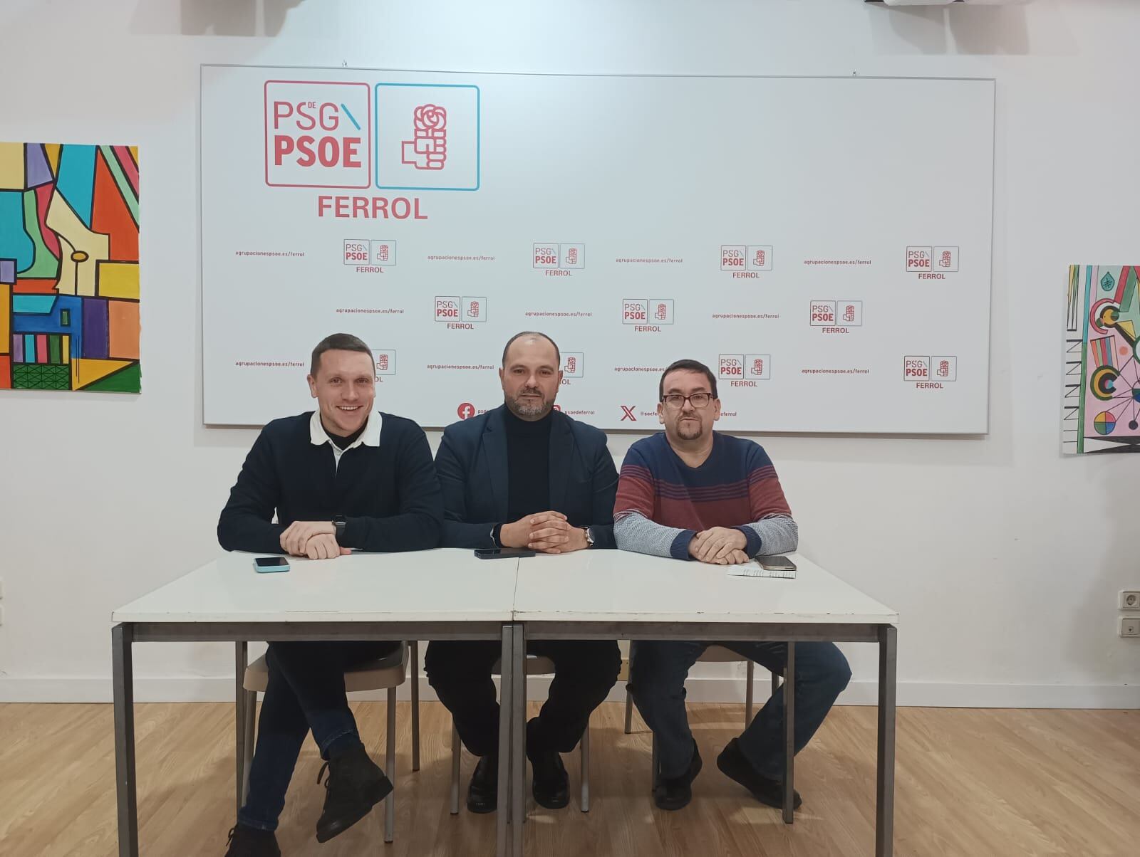 Comparecencia de este lunes en la sede del partido en Ferrol (foto: PSdeG-PSOE)