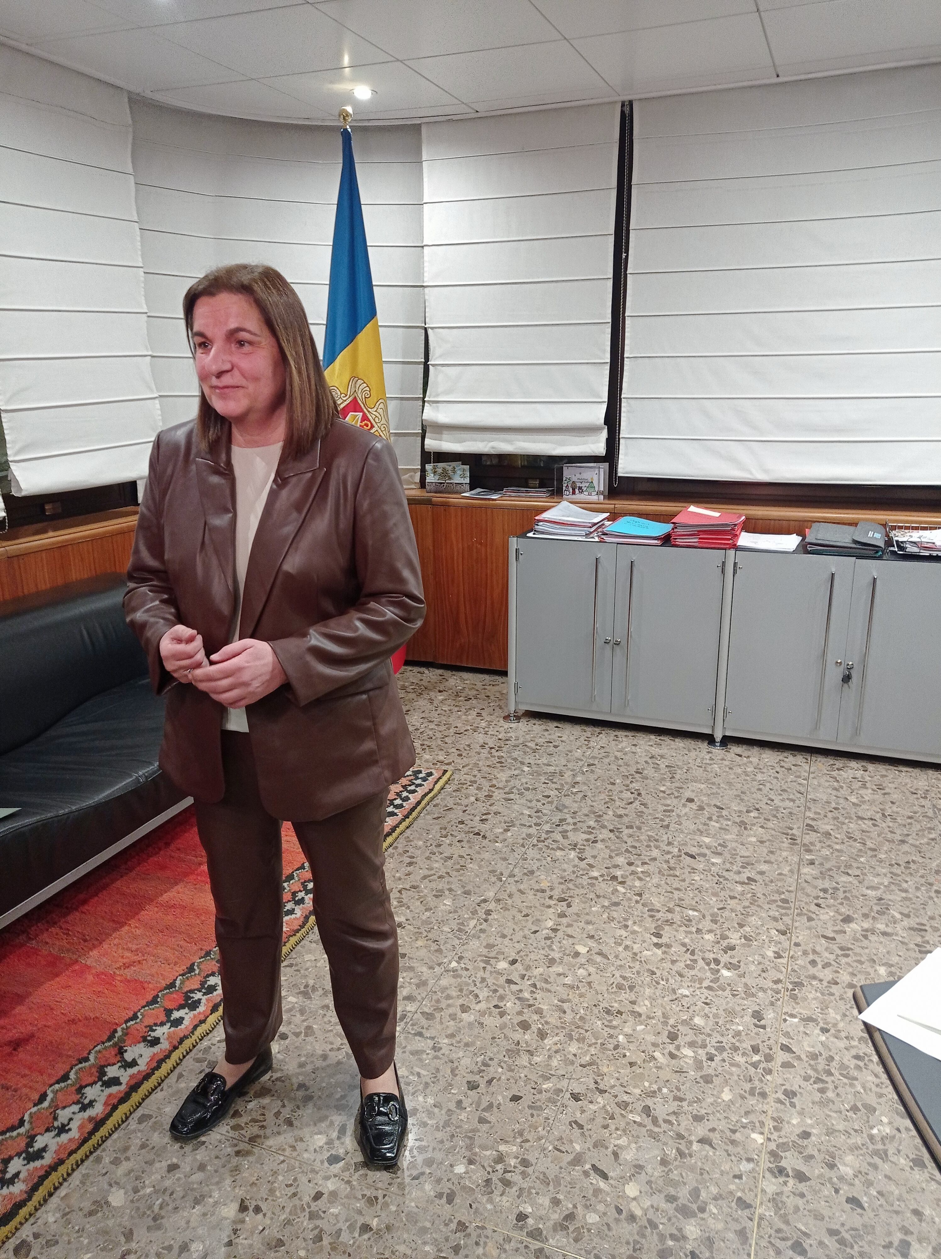 Trini Marín durant una compareixença.