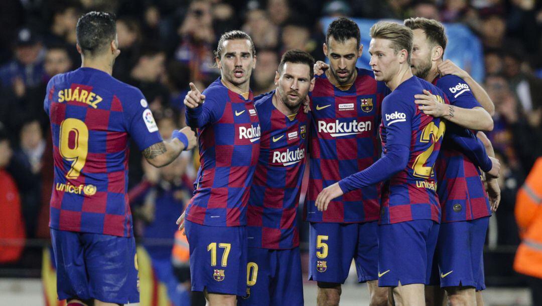 Los jugadores del Barcelona, en un partido reciente