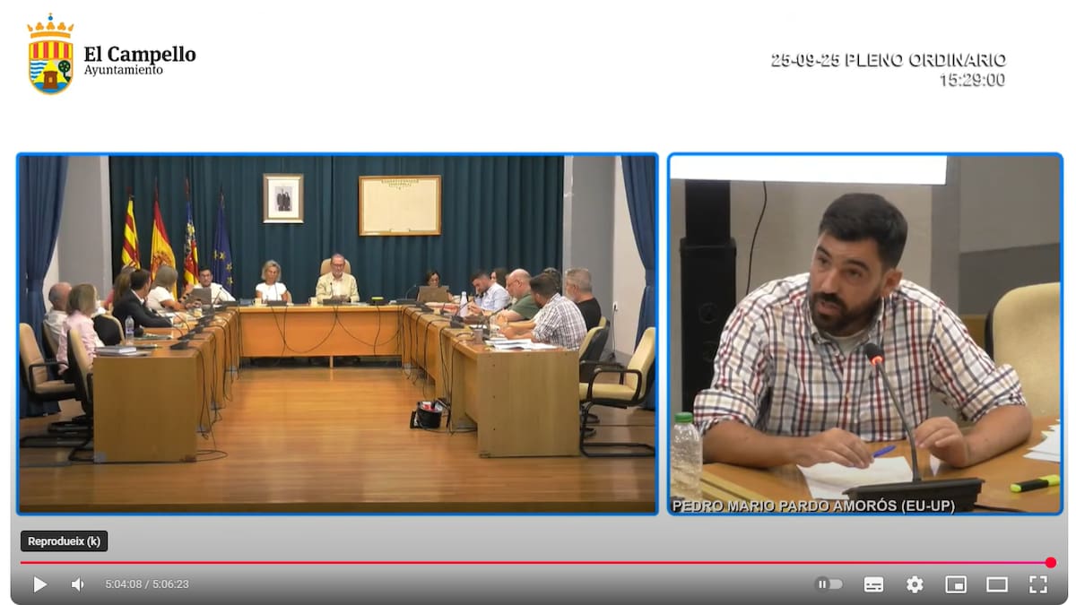 Pedro Mario Pardo, portavoz de EU-Podem en El Campello: Hace cuatro días que hemos preguntado a la concejala y es necesario que responda a la ciudadanía