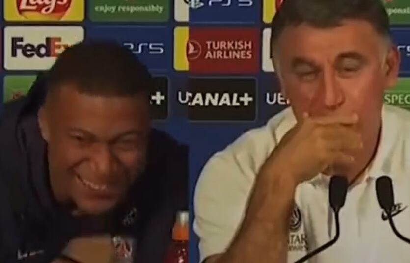 Mbappé y Gartier en una rueda de prensa.