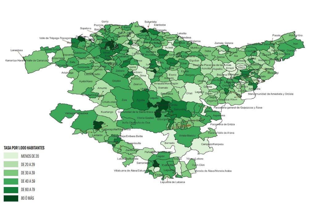 Mapa de delitos en Euskadi