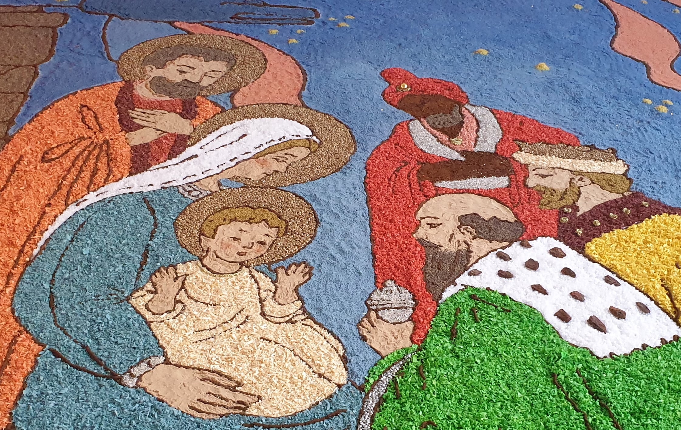 Detalle de la obra de los Alfombristas de Carrión de los Condes que se puede visitar en el Palacio de la Diputación