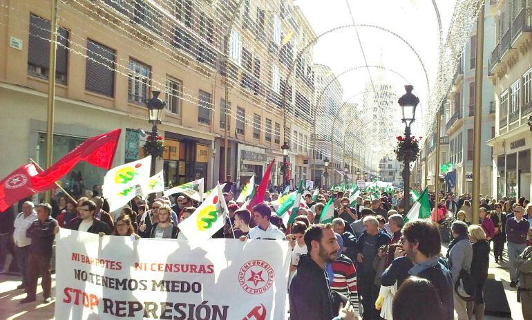 Manifestación en apoyo a Francisco Molero, el malagueño condenado a cinco años de cárcel por su participación en la movilización &quot;Rodea al Congreso&quot; de 2013