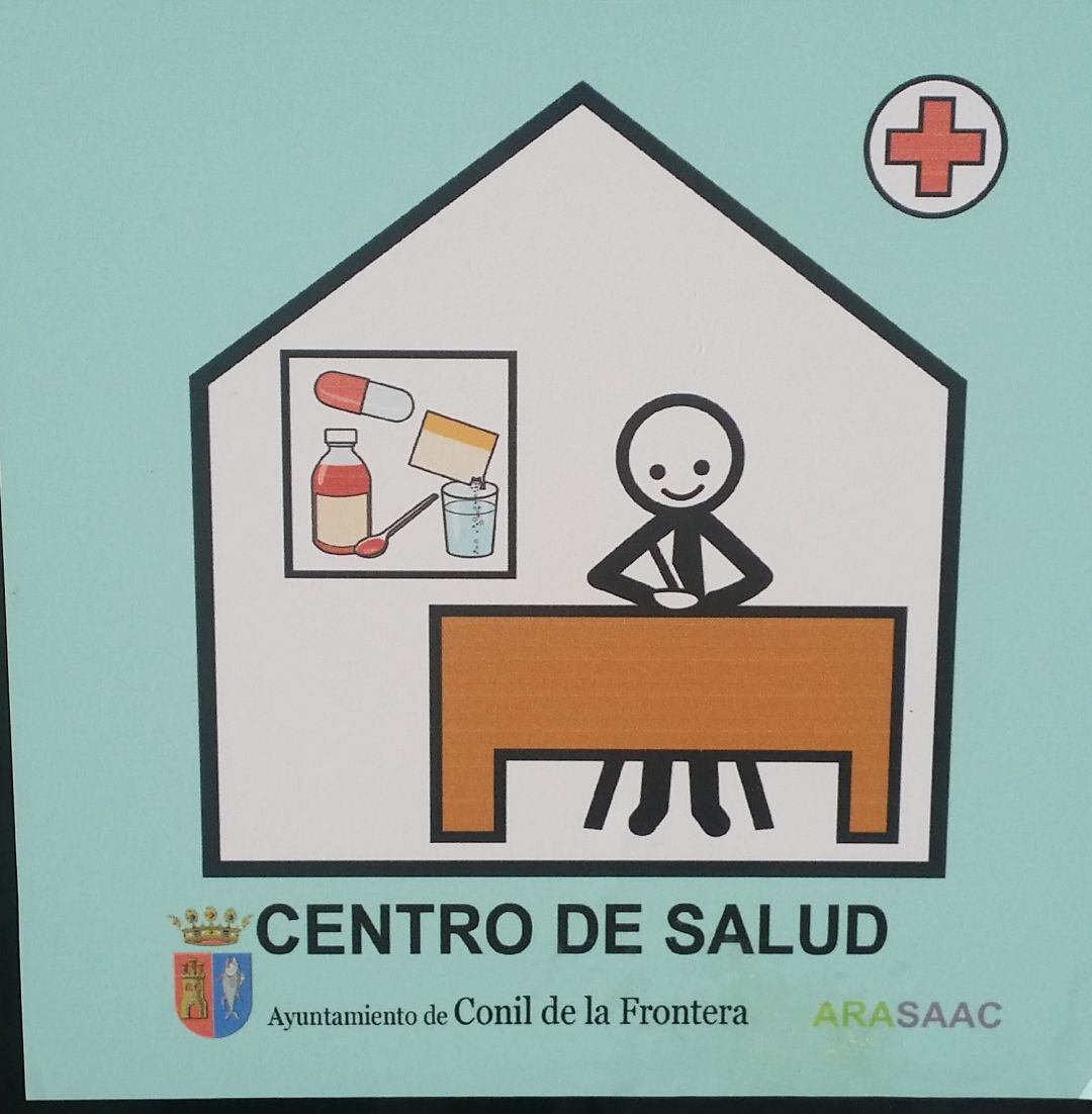 Cartel del centro de Salud de Conil