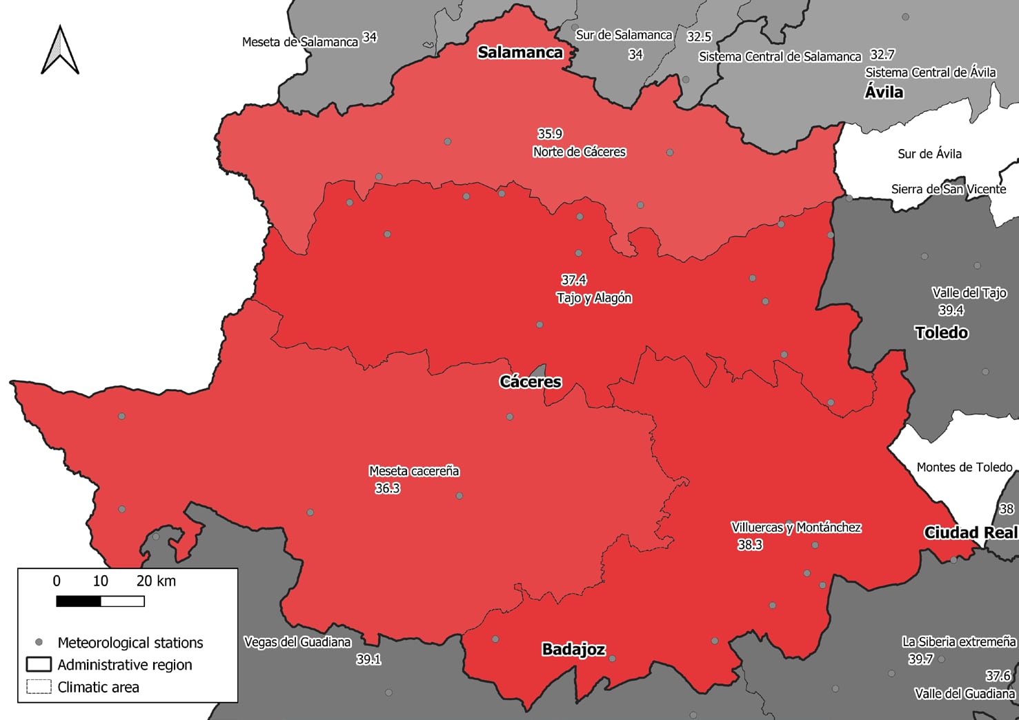 Mapa de temperaturas a las que se disparan las muertes por calor dentro de la provincia de BurgosInstituto de salud Carlos III