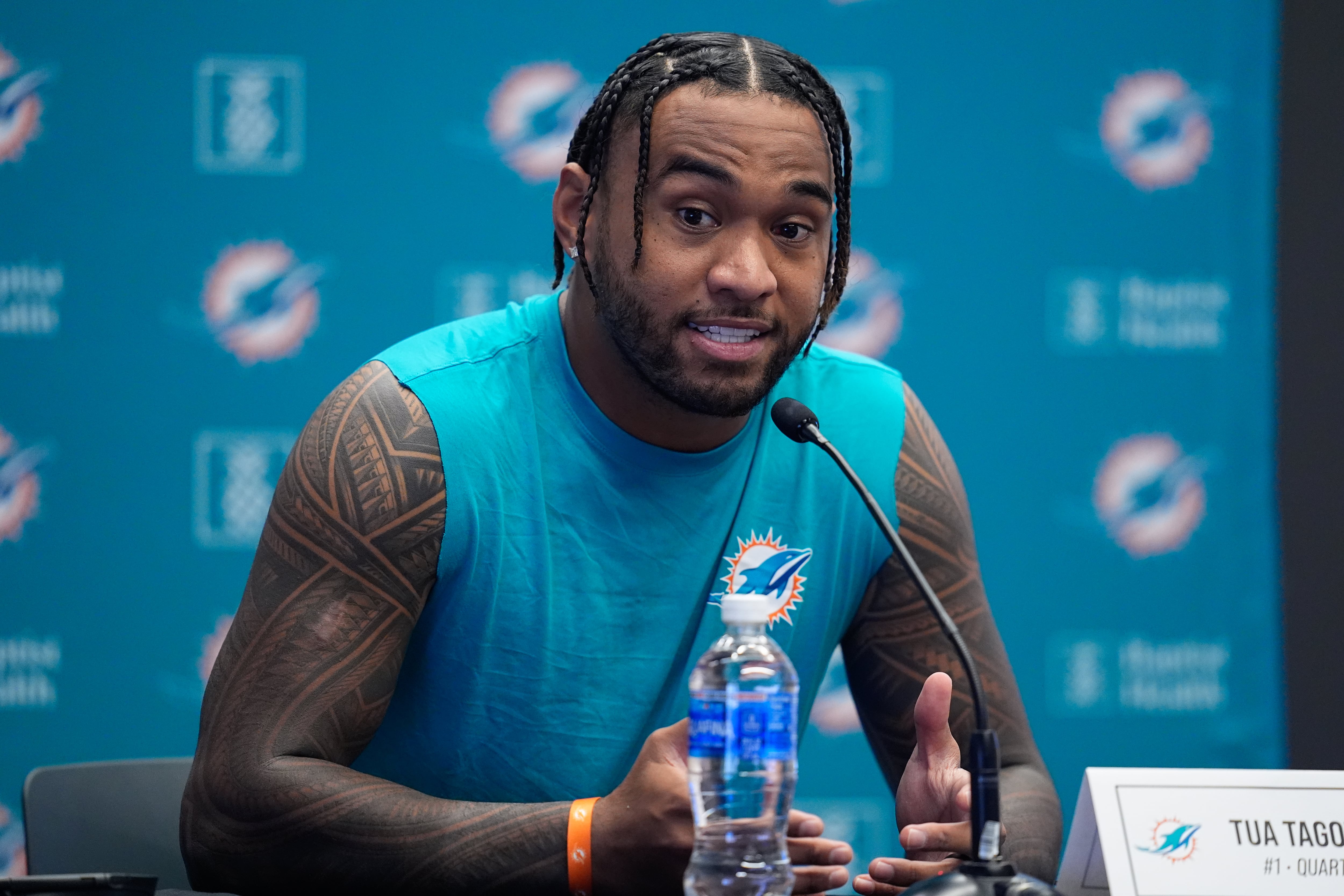 Tua Tagovailoa, durante una rueda de prensa previa al 'Madrid Game' de la NFL