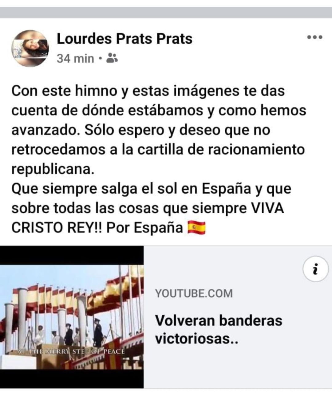 Publicación en Facebook que la concejala ya ha borrado de su muro