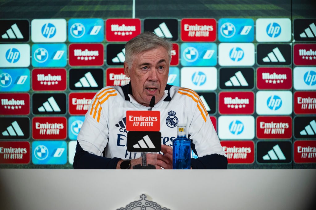 Carlo Ancelotti en la rueda de prensa del partido de Valdebebas