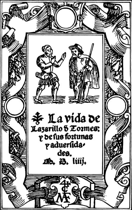 Portada del &#039;Lazarillo de Tormes&#039; de la edición de Medina del Campo de 1554, impresa por Mateo y Francisco del Canto.