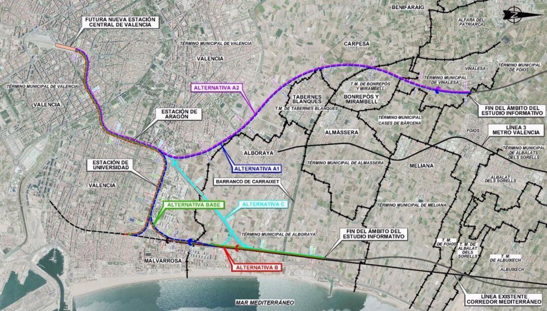 Alternativas para la nueva LAV a la salida de València