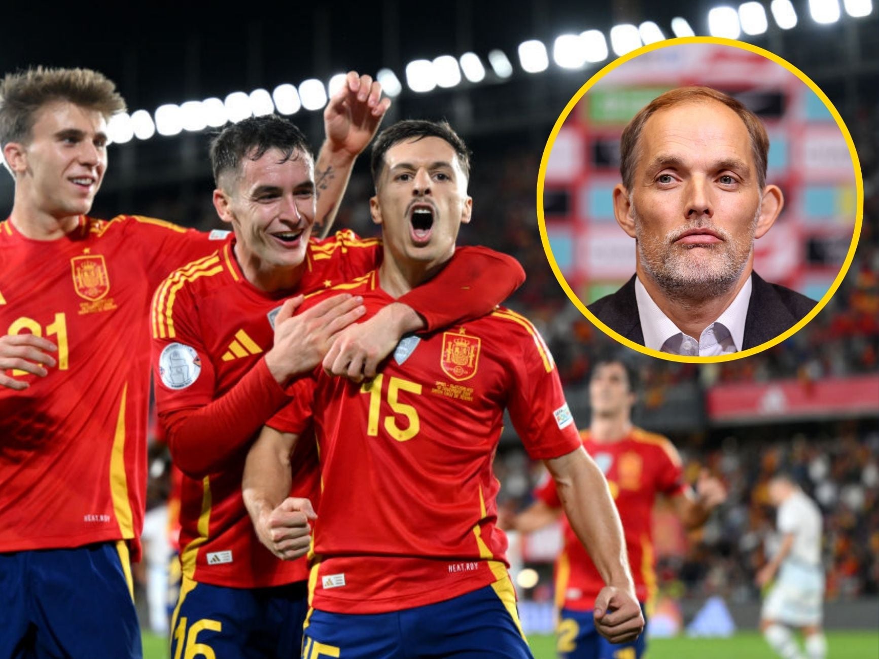 Bryan Zaragoza celebra un gol con la selección española