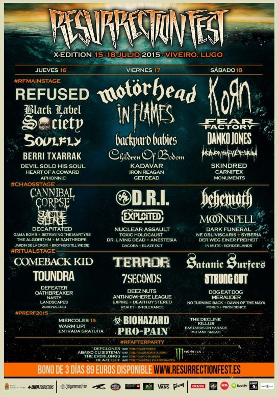 Cartel de la décima edición del Resurrection Fest que se celebra en Viveiro los días 16,17 y 18 de julio