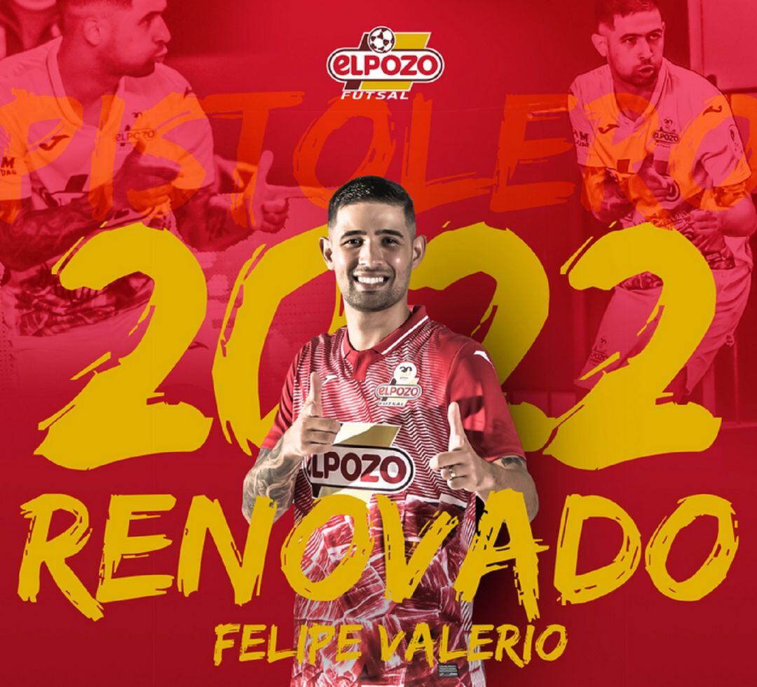 Felipe Valerio en el cartel de renovación del club