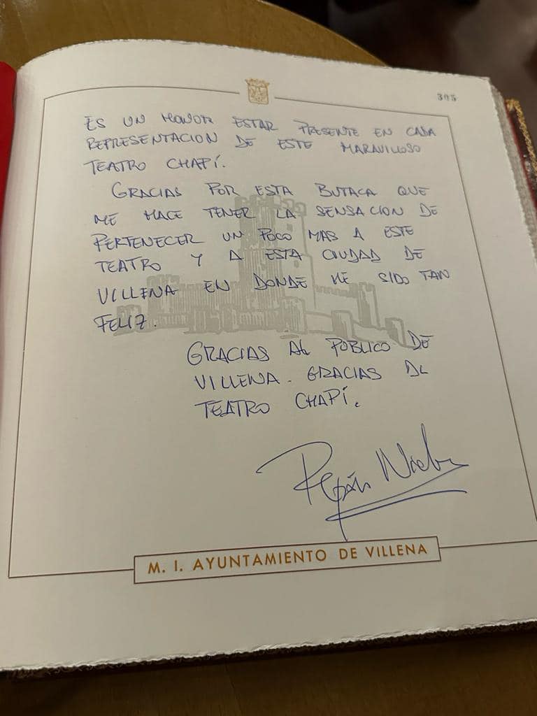 Mensaje de Pepón Nieto en el libro de honor de la Ciudad