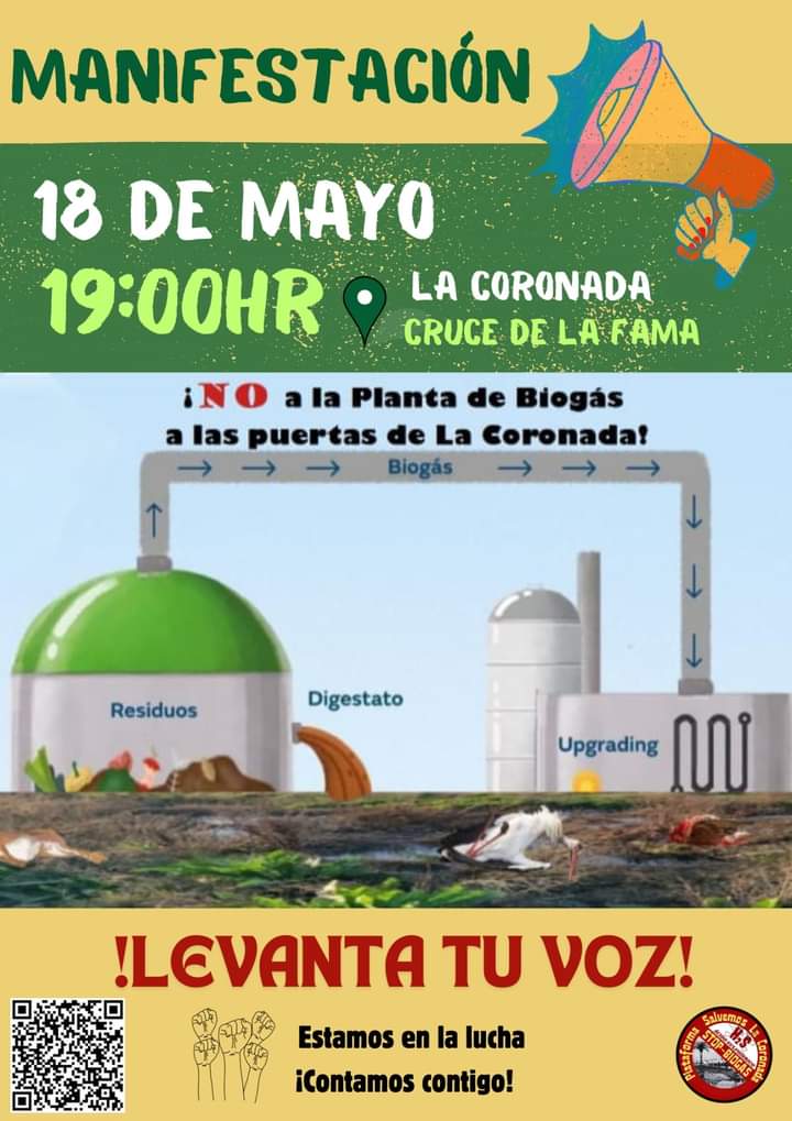 La Coronada se manifestará contra la planta de Biogás