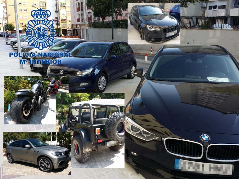 Los vehiculos de alta gama incautados por la policía en Málaga