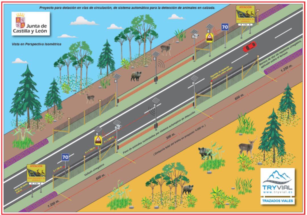 Nuevo sistema para evitar atropellos en la CL-615 en Palencia
