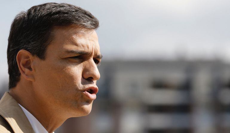  El secretario general del PSOE, Pedro Sánchez, intervino en un acto electoral hoy en Portugalete (Bizkaia)