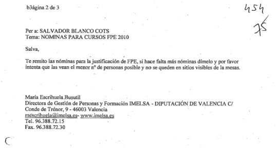 Correos de responsables de gestión y cursos de formación que muestran cómo se trampeaban las nóminas