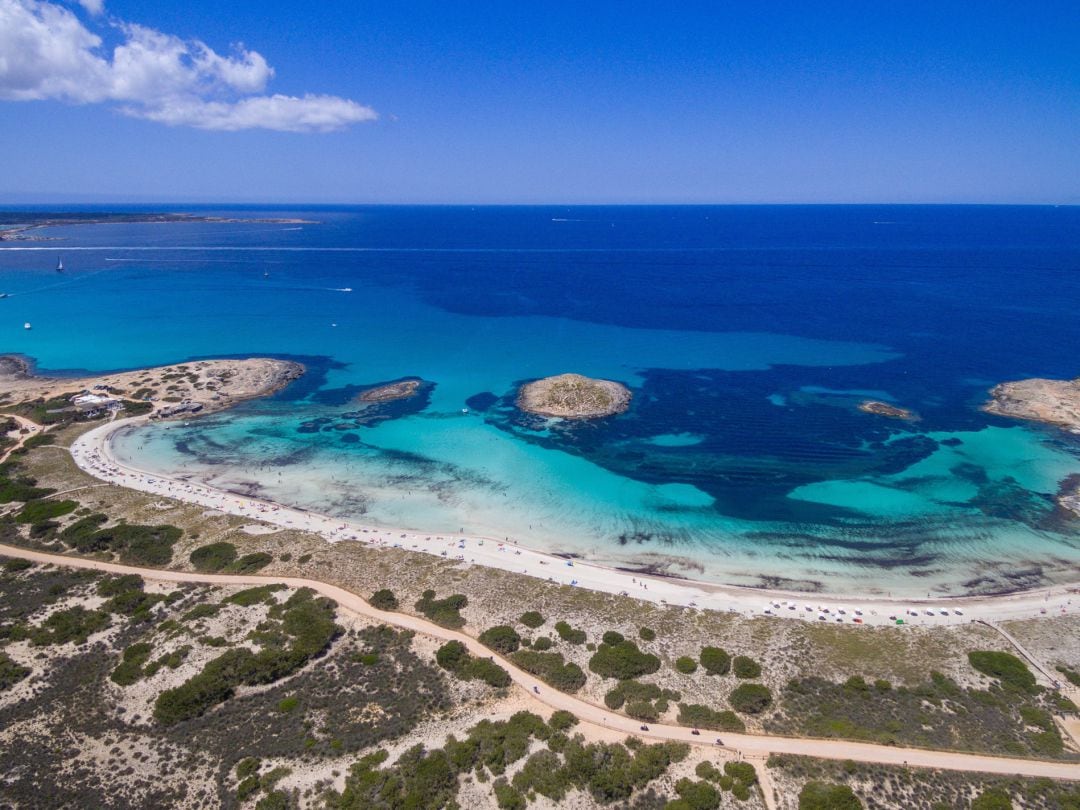 Vista aérea del litoral de Formentera