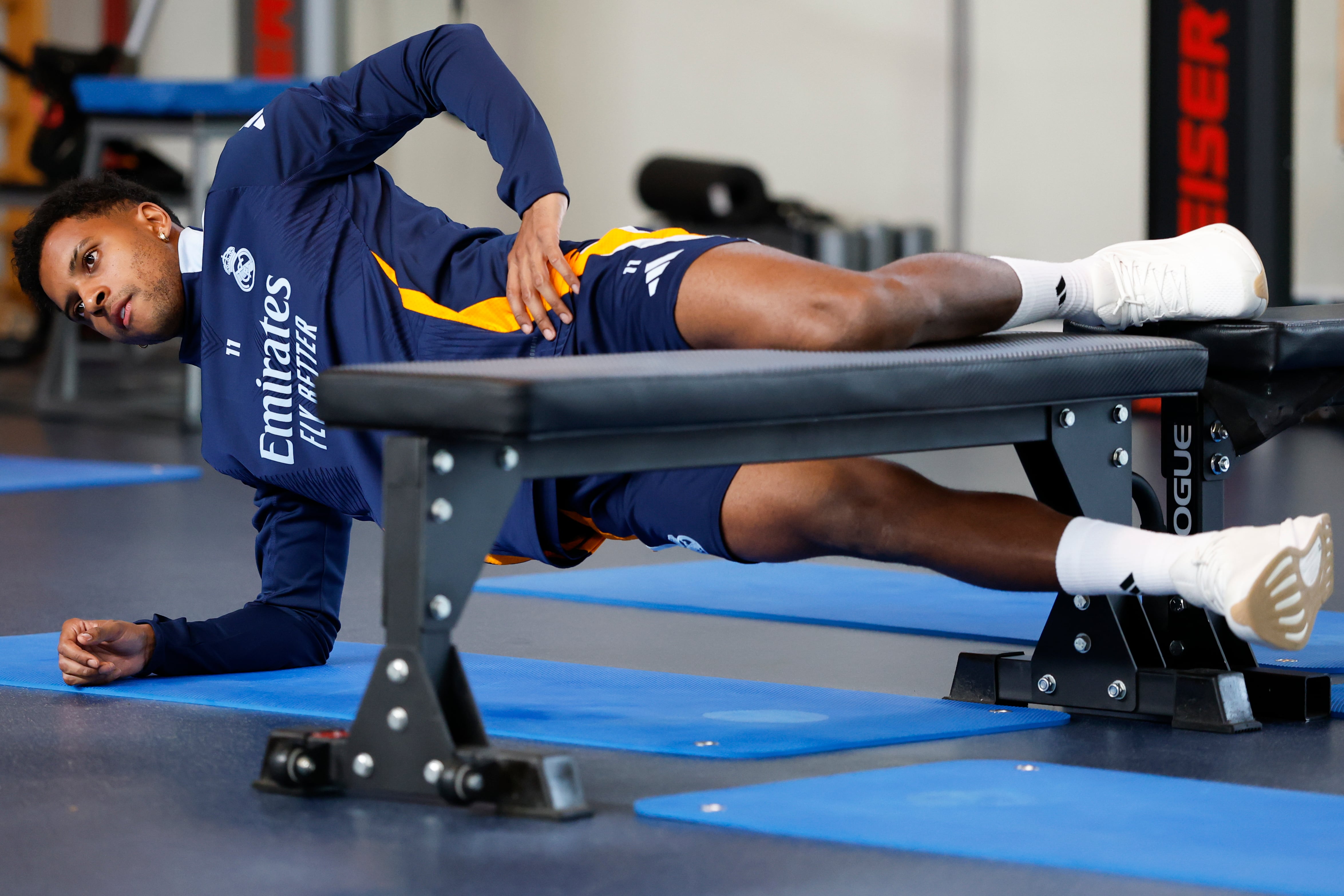 Rodrygo Goes, durante un entrenamiento del Real Madrid en esta temporada