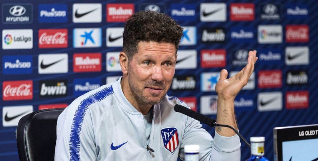 Diego Pablo Simeone, durante la rueda de prensa previa al duelo ante el Huesca