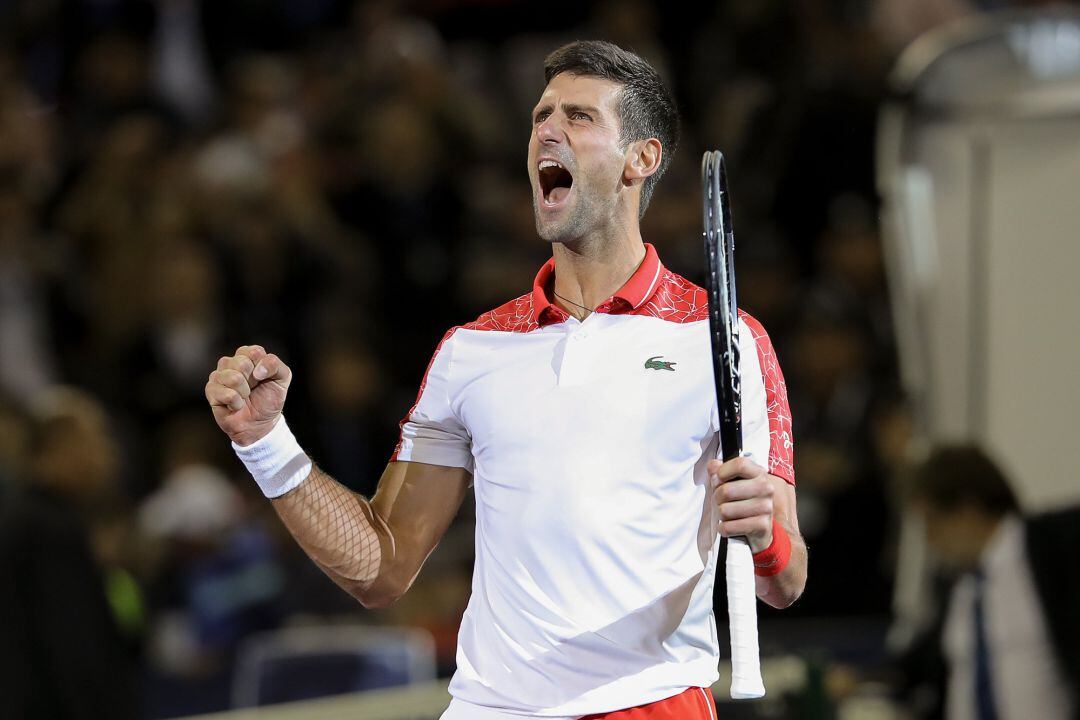 Djokovic celebra la victoria ante Coric