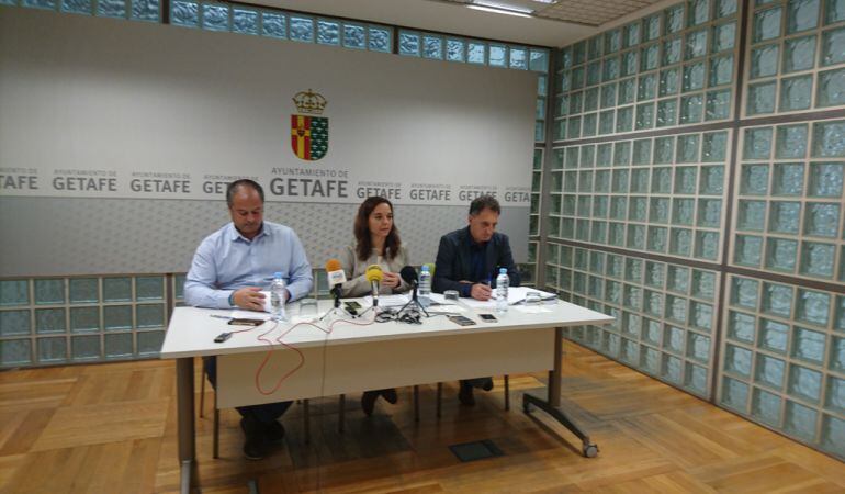 La alcaldesa de Getafe durante su última rueda de prensa