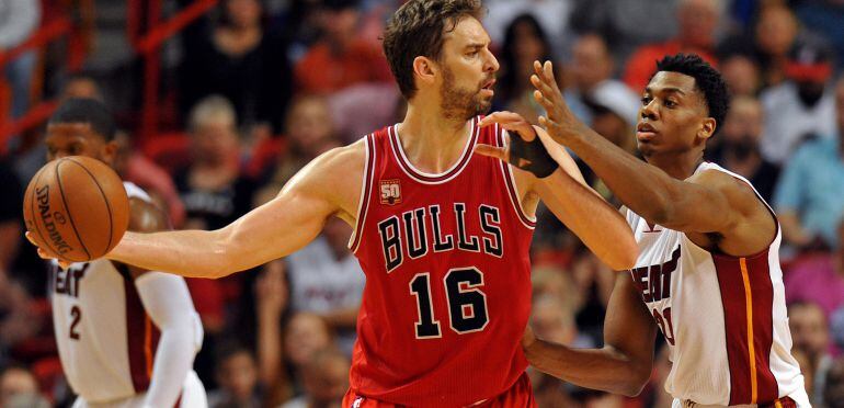 Pau Gasol, en un lance del partido frente a los Heat