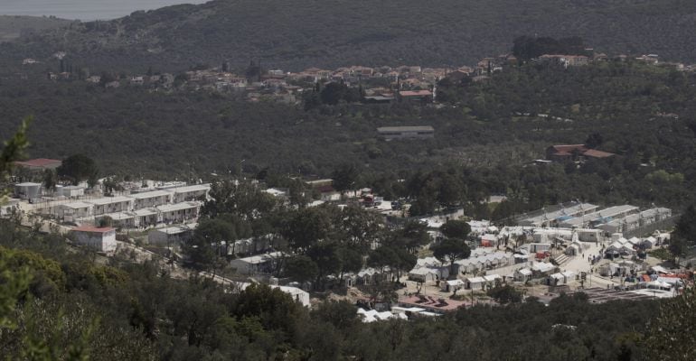 Vista general del campo de Moria, en Lesbos