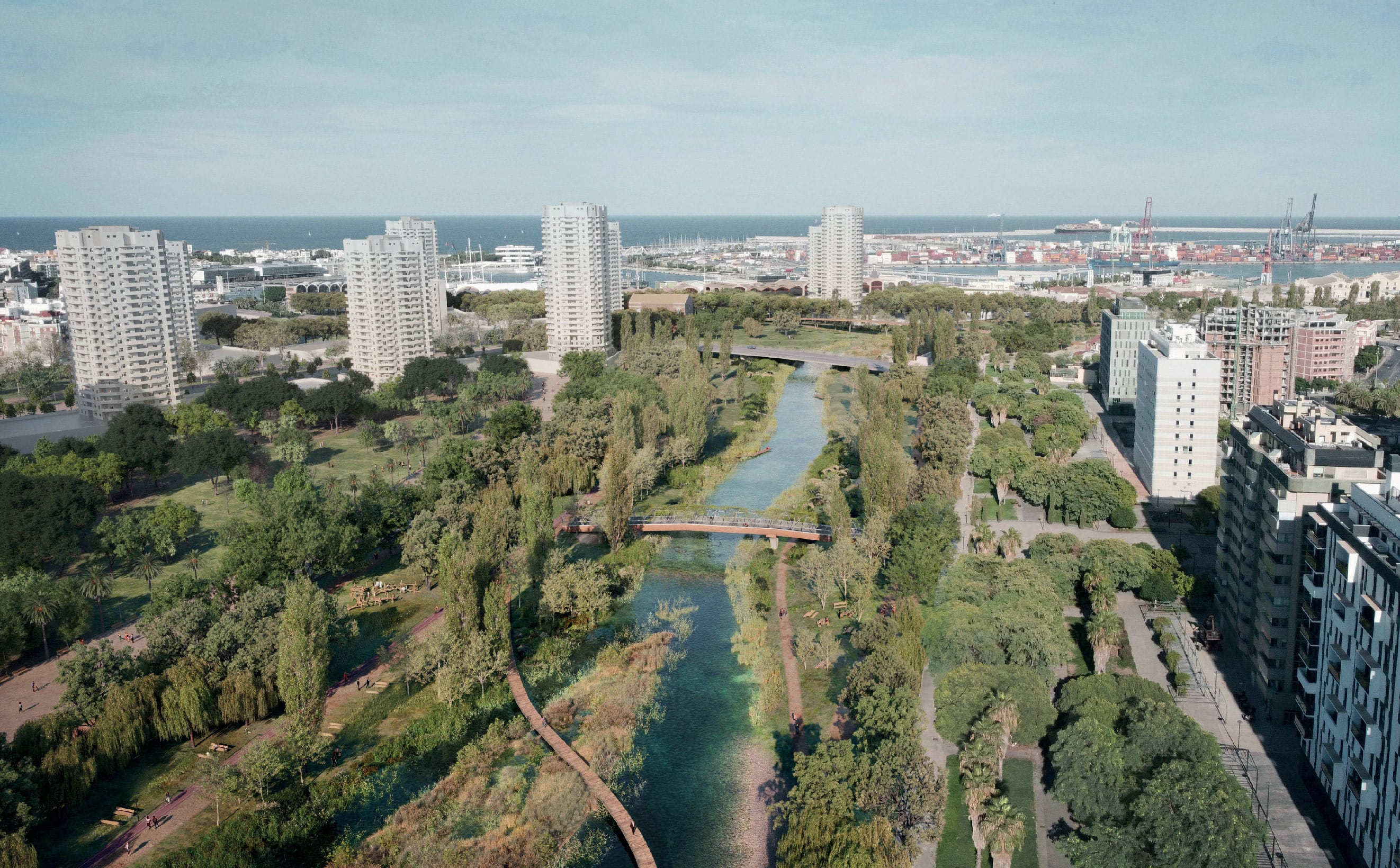 (Con)fluir, la propuesta ganadora del concurso de ideas para el nuevo Parque de Desembocadura de València