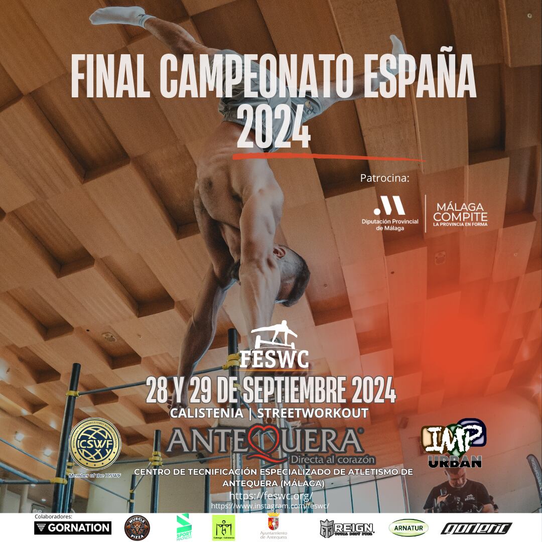 Un total de 80 deportistas de todo el país se reunirán en Antequera para participar en la final del Campeonato Nacional de Calistenia y Street Workout