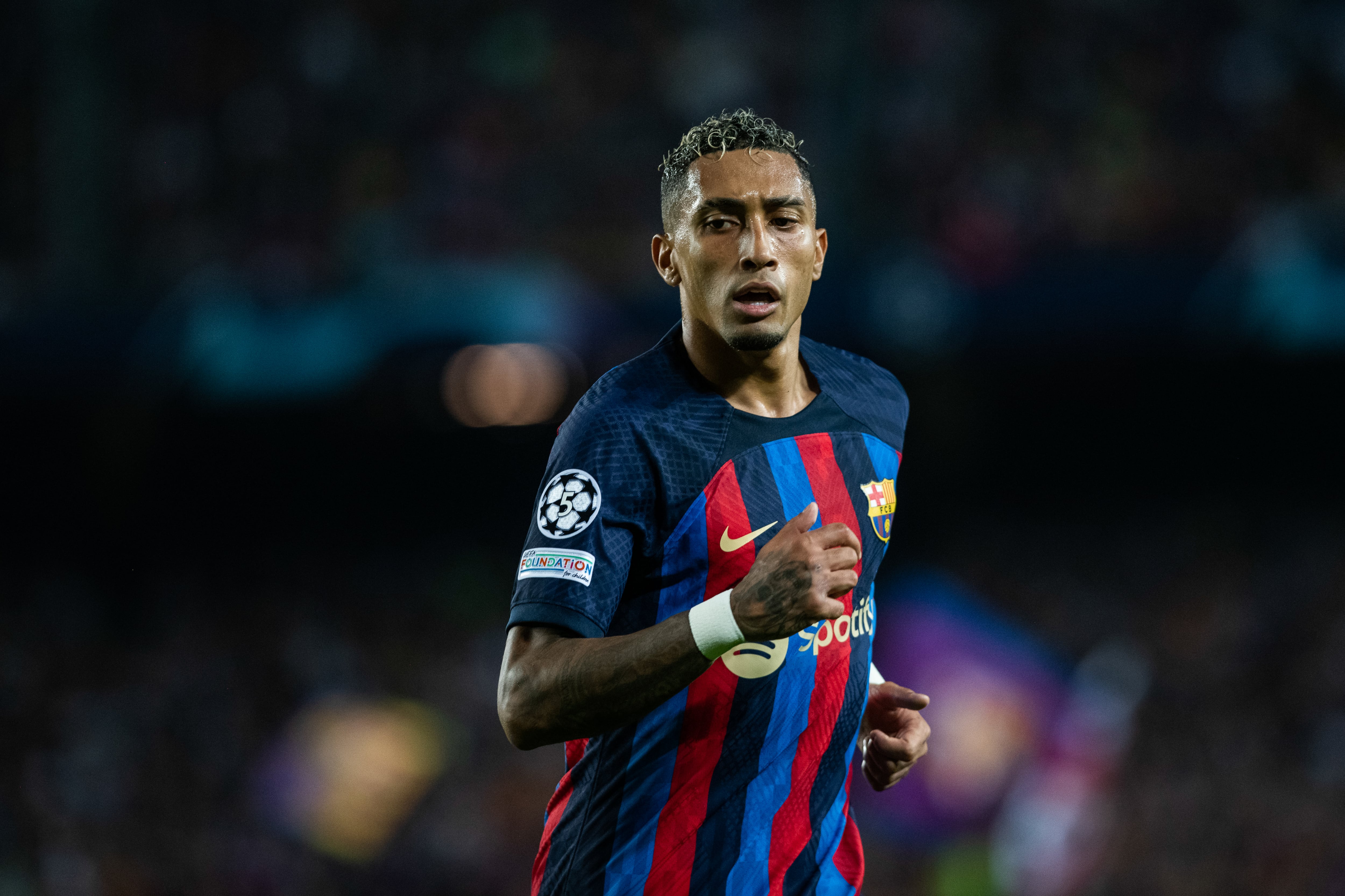 Raphinha Dias Belloli, jugador del FC Barcelona, en el partido contra el Inter de Milan