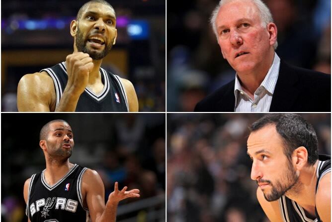 Parker, Duncan, Ginóbili y Popovich