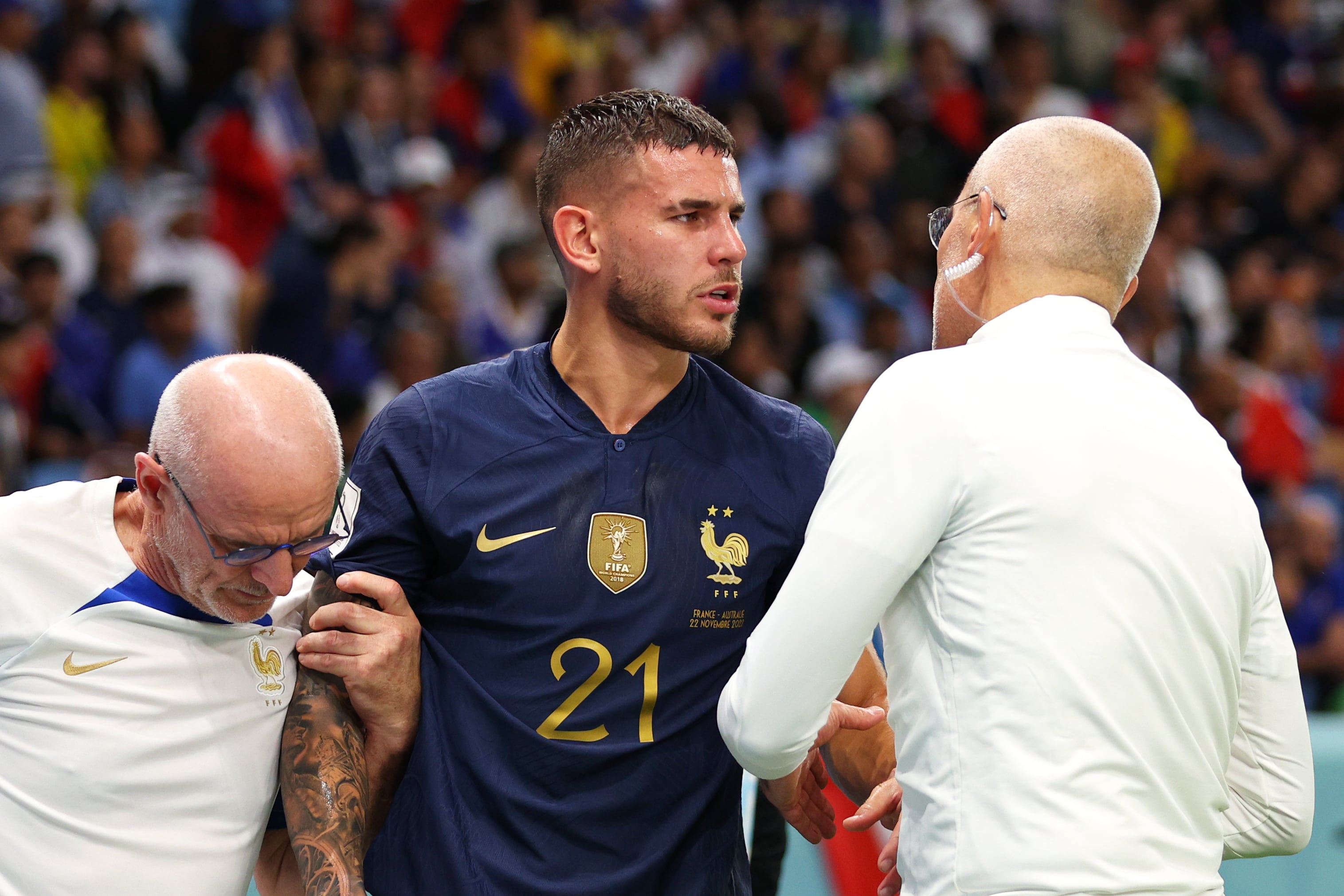 Lucas Hernández se retiró lesionado del Francia-Australia.