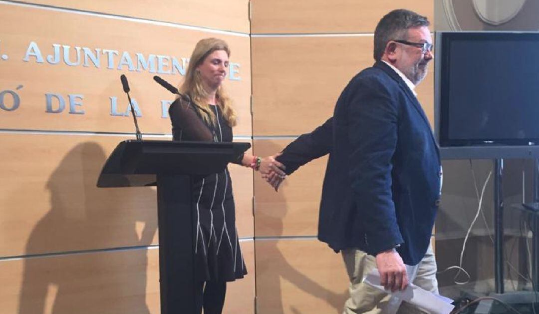 Imagen del concejal del PSPV, Toni Lorenzo y la alcaldesa de Castellón, Amparo Marco