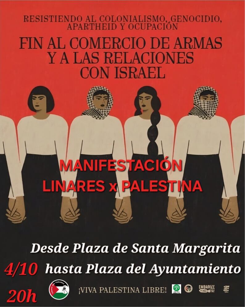 Cartel de la manifestación de Linares por Palestina
