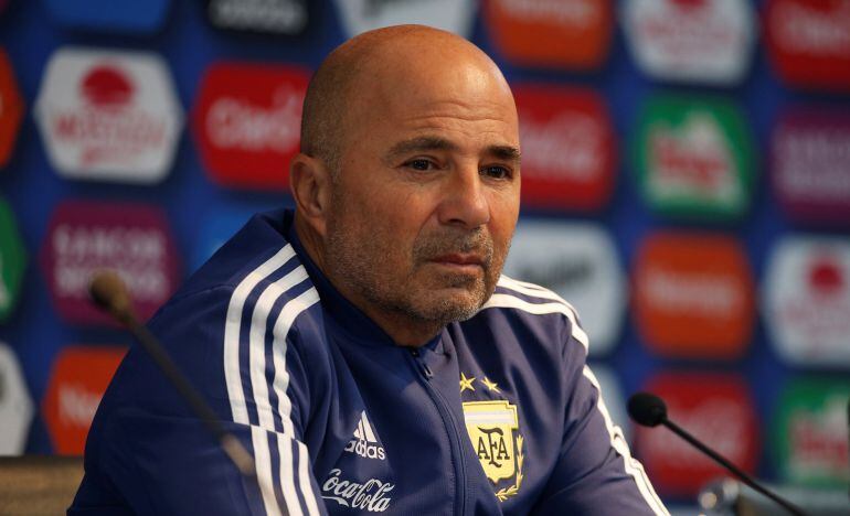 Jorge Sampaoli durante una rueda de prensa