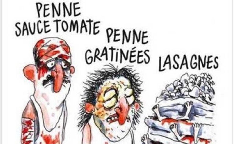 Imagen de la viñeta sobre el terremoto de Italia que ha llevado al PP a pedir la revocación del premio a la revista Charlie Hebdo